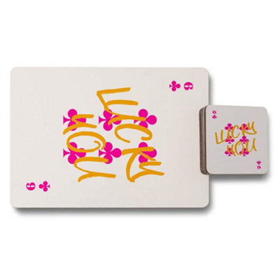 Benjamin Tate Design Lucky You Wood Bottom Placemats And Coasters Set Designer Artwork Exclusive Edition from B&Q