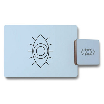 B&Q -  Designer Placemat And Coaster Set With Wood Bottom And Designer Artwork Limited Edition