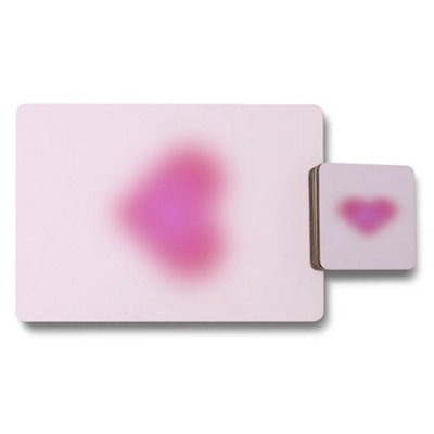 Benjamin Tate Design Placemat Coaster Set With Wood BottomDesigner ArtworkSoft Pink Heart ThemeLimited Edition from B&Q
