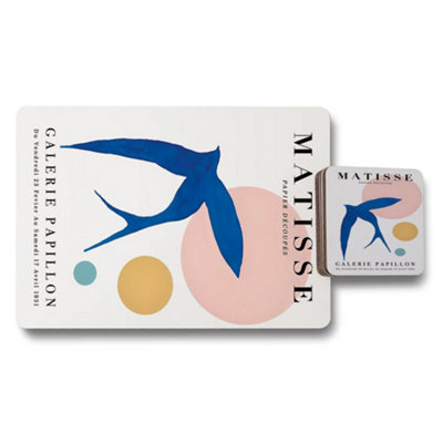 B&Q -  Galerie Papillon Matisse Placemat And Coaster Set With Wood Bottom And Designer Artwork Limited Edition