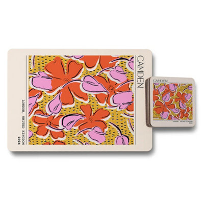 B&Q -  Camden Placemats And Coasters SetFloral Designer Artwork CollectionWood BottomLimited Edition