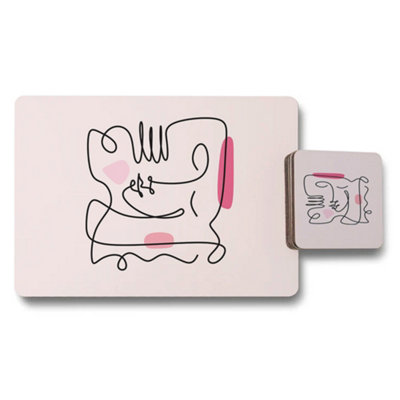 B&Q -  Designer Artwork Placemat And Coaster Set 12 Pieces With Wood Bottom And Subtle Exclusivity