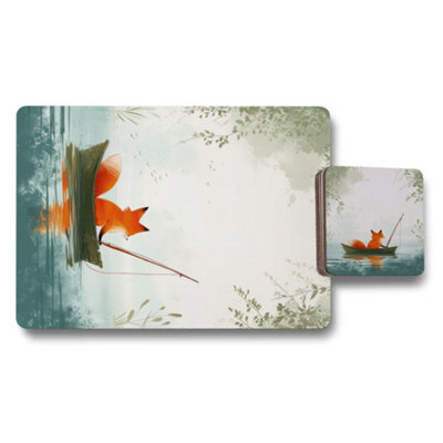 B&Q -  Placemat Coaster Set 12 With Wood Bottom And Giclee Designer Artwork Collection Exclusive