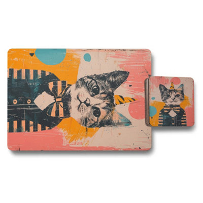 B&Q -  Placemat And Coaster Set With Wood Bottom Limited Edition Designer Artwork Print Technology
