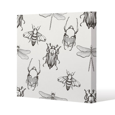 Benjamin Tate Design Sketch Of Scarab BeetleMay BugBee And Dragonfly Slim Style Canvas Print  75X75Cm 15mm Slim Real Wood. from B&Q