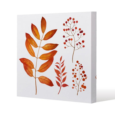 B&Q -  Orange Autumn Leaves Slim Style Canvas Print  90X90Cm 15mm Slim Real Wood.