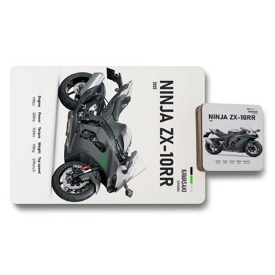 B&Q -  Kawasaki Ninja Zx 10Rr Placemat And Coaster SetDesigner Artwork CollectionWood BottomLimited Edition