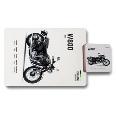 B&Q -  Kawasaki W800 Placemats And Coasters SetDesigner ArtworkWood BottomLimited Edition
