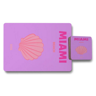 Benjamin Tate Design Miami Beach Designer Placemats And Coasters Set Of Twelve With Wood Bottom Print from B&Q