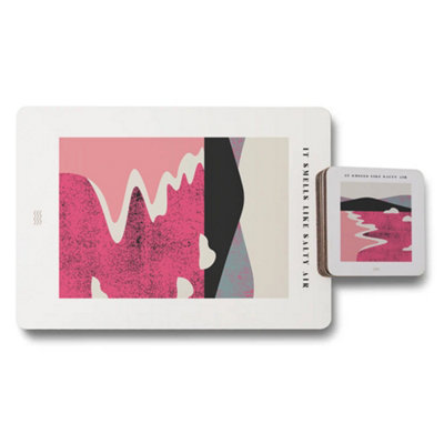 B&Q -  Designer Artwork Placemat And Coaster Set With Wood Bottom And Limited Edition Print Technology