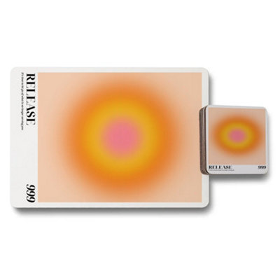 B&Q -  Placemat Coaster Set 11X8 Inch Placemats And 3.7X3.7 Inch Coasters With Wood Base And Designer Artwork Limited Edition