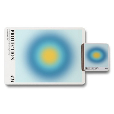B&Q -  Designer Artwork Placemat And Coaster Set With Wooden Bottom Limited Exclusive Edition Collection