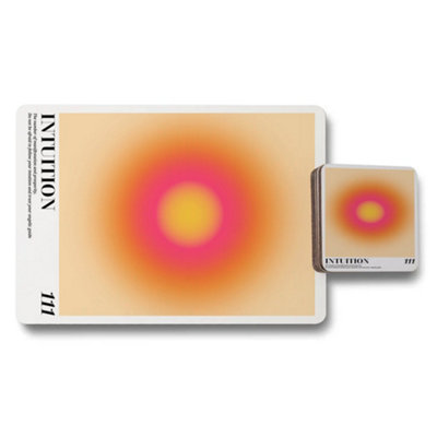 B&Q -  Intuition Collection Placemats And Coasters Set With Wood Bottom And Exclusive Luxe Print Art