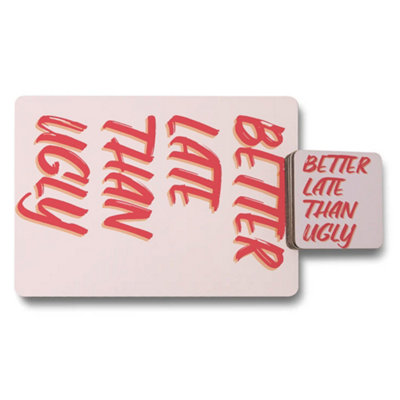 B&Q -  Designer Artwork Placemat And Coaster Set With Wood Bottom Premium Print Exclusive