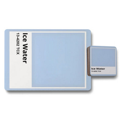 B&Q -  Ice Water Placemats And Coasters Set Featuring Designer Artwork And Wood Bottom Exclusive Collection