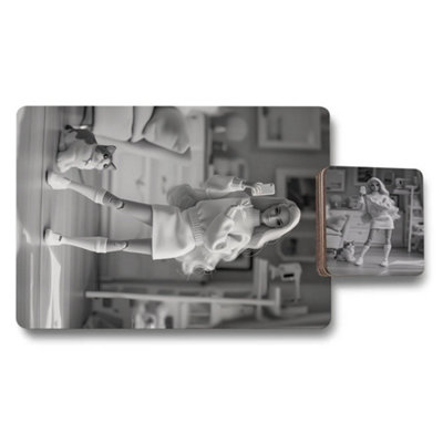 B&Q -  Placemat Coaster Set Premium Wood Bottom With Designer Artwork Collection Exclusive Edition