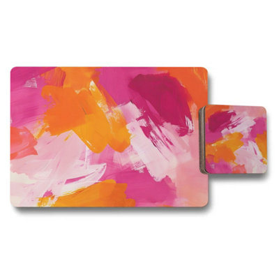 Benjamin Tate Design Abstract Art Placemat And Coaster Set Wood Backed Exclusive from B&Q