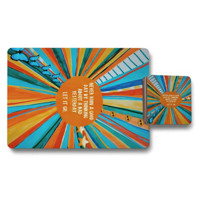 B&Q -  Placemat And Coaster Set With Designer Artwork And Wood Backing Limited Edition Exclusive