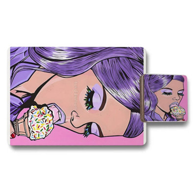 B&Q -  Designer Artwork Placemat And Coaster Set With Wood Bottom Exclusive Limited Edition