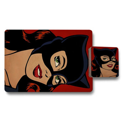 Benjamin Tate Design Catwoman Art Placemat Coaster Set Limited Edition from B&Q