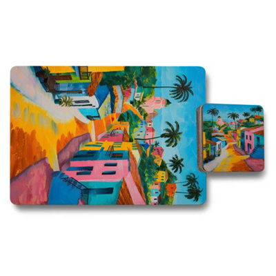B&Q -  Artisan Placemat Coaster Set Fine Art Print Coastal Artwork Limited Edition Collection