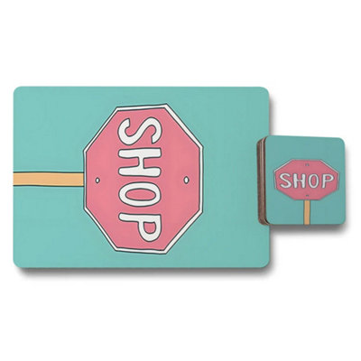 B&Q -  Placemat And Coaster Set Wood Bottom Featuring Designer Artwork Collection Exclusive Design