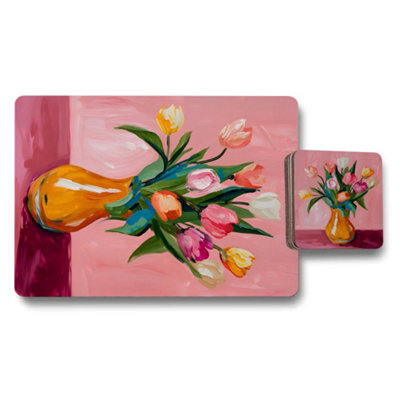 B&Q -  Tulip Bouquet Placemat Coaster Set Fine Art Collection