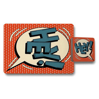 B&Q -  Pop Art Placemat And Coaster SetDesigner ArtworkWood BackingLimited Edition