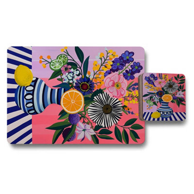 B&Q -  Designer Artwork Placemat And Coaster Set In Trend Collection Exclusive Edition Twelve