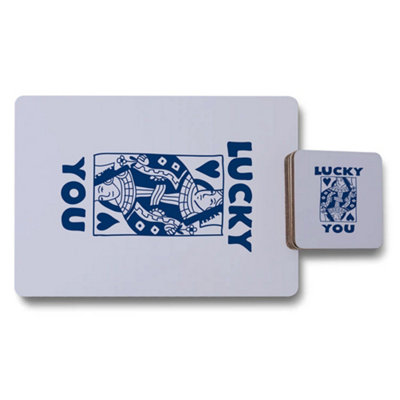 Benjamin Tate Design Lucky You Placemat And Coaster Set Designer Artwork With Wood Bottom Exclusive Edition from B&Q