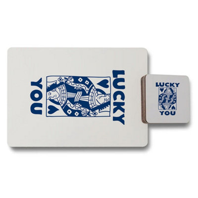 Benjamin Tate Design Lucky You Placemat Coaster Set With Wood Bottom Exclusive from B&Q