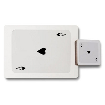 B&Q -  Ace Motif Placemat And Coaster Set Of 12 In Signature Collection With Wood Base Limited Edition