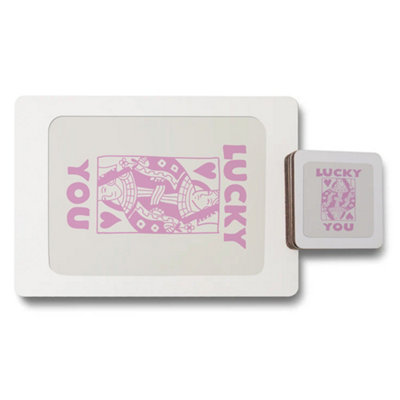 B&Q -  Lucky You Placemat Coaster SetDesigner Artwork CollectionWood BottomLimited Edition