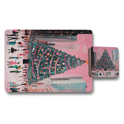 Benjamin Tate Design Exclusive Christmas Placemats Coasters Set Wood Bottom from B&Q