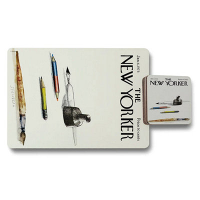 B&Q -  New Yorker Placemats And Coasters Set Designer Artwork Collection With Wood Bottom Exclusive Edition