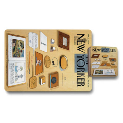 B&Q -  The New Yorker Placemat Coaster Set Wood Bottom Designer Artwork Limited Edition Exclusive