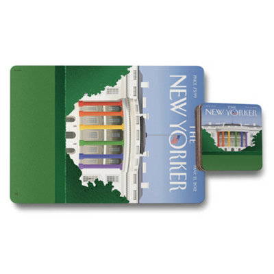 B&Q -  The New Yorker Placemat And Coaster Set Designer Artwork On Wood Bottom Exclusive Edition
