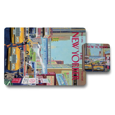 B&Q -  New Yorker Set Of 12 Placemat Coaster With Designer Artwork On Wood Bottom For Exclusive Dining