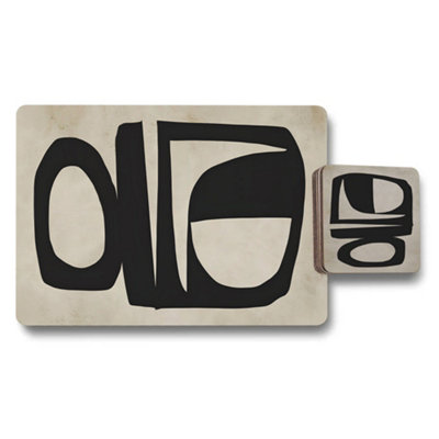 B&Q -  Abstract Wood Backed Placemat And Coaster Set Exclusive