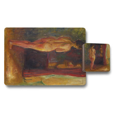 B&Q -  Designer Artwork Placemat And Coaster Set With Wood Base Limited Edition