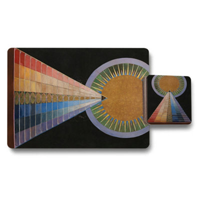 B&Q -  Placemat And Coaster Set With Wood Bottom And In Trend Designer Artwork Collection Limited Edition