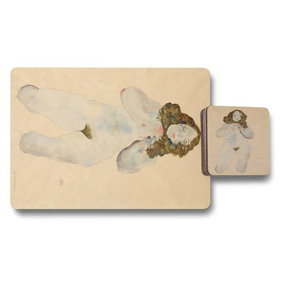 B&Q -  Set Of 12 Placemat And Coaster Set Designer Artwork Collection With Giclee Print On Wood Bottom Exclusive