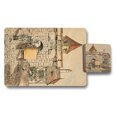 B&Q -  Designer Artwork Placemat Coaster Set Of Twelve With Wood Bottom Exclusive Edition