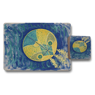 B&Q -  Placemat Coaster Set Of 12 With Designer Artwork And Wood BottomHigh End Print TechnologyLimited Edition