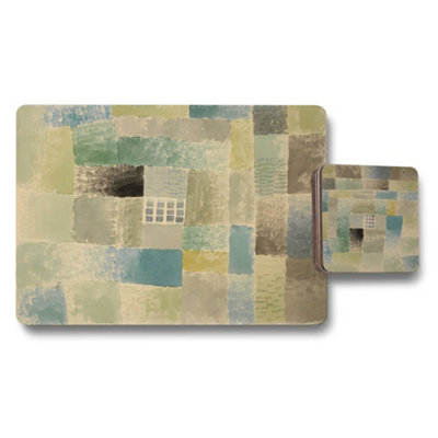 Benjamin Tate Design Placemat Coaster Set Giclee Print On Wood Bottom Patchwork Art Collection Exclusive Limited Edition from B&Q