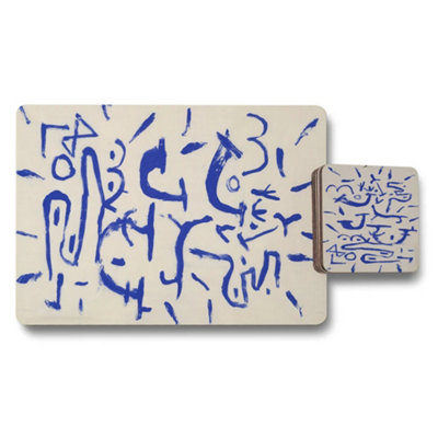 B&Q -  Placemat And Coaster Set Abstract Designer Artwork Wood Bottom High End Print Technology Exclusive Edition