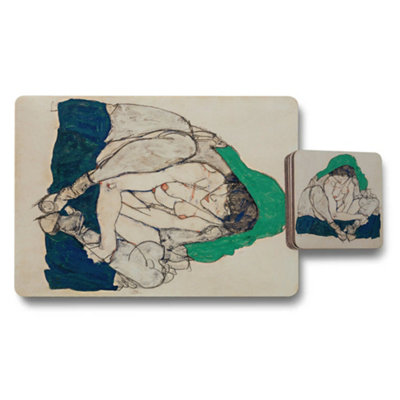 B&Q -  Placemat And Coaster Set Of 12 Designer Artwork Collection With Wooden Bottom Exclusive Edition