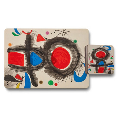 B&Q -  Designer Artwork Placemats Coasters Set Wood Backed In Trend Exclusive Collection