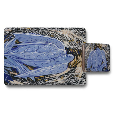 B&Q -  Exclusive Designer Artwork Placemat And Coaster Set Of 12 With Wood Bottom In Trend Designer Artwork