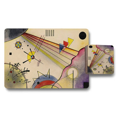 B&Q -  Placemat Coaster Set Designer Artwork With Wood Backing Exclusive Limited Edition